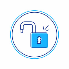 Filled outline Open padlock icon isolated on white background. Opened lock sign. Cyber security concept. Digital data protection. Vector