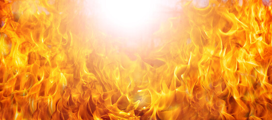 Fire blaze with sunlight inside. Abstract blaze, fire, flame texture for banner, background and...