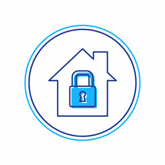 Filled outline House under protection icon isolated on white background. Home and lock. Protection, safety, security, protect, defense concept. Vector