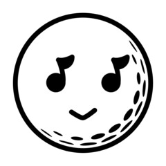 It is an illustration of a face riding the music of a golf ball.