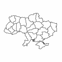 Ukraine  political map. Low detailed. Outline style. Vector editable
