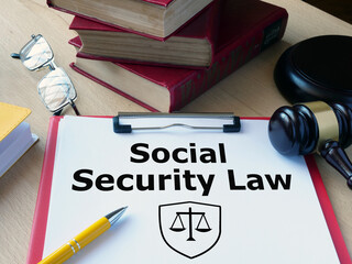 Social security law is shown using the text