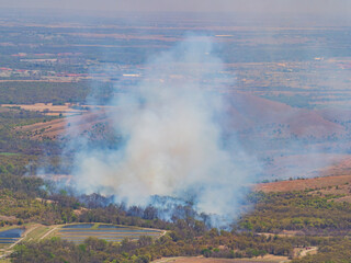 High angle view of the forest burning in Medicine Park