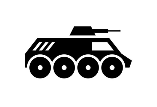 Armored personnel carrier black icon. Glyph vector symbol