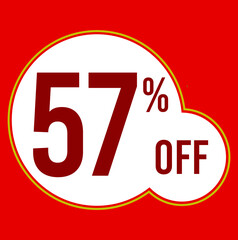 57 percent red banner with white ballons and red lettering for promotions and offers