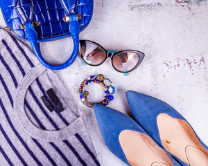 Women's accessories in blue tones