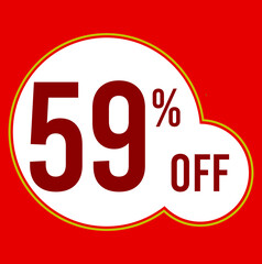 59 percent red banner with white ballons and red lettering for promotions and offers