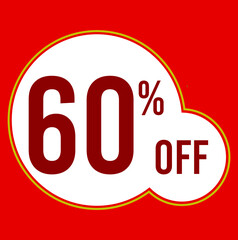 60 percent red banner with white ballons and red lettering for promotions and offers