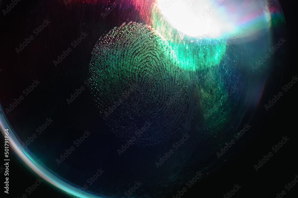 Aufkleber beautiful abstract green, red colored fingerprint on background texture for design. macro photograph