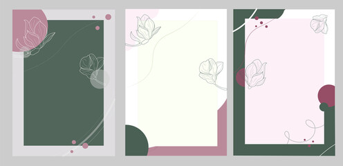 Abstract pattern of magnolia with different elements.