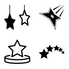 Obraz premium Stars1-2starfall Flat Icon Set Isolated On White Background