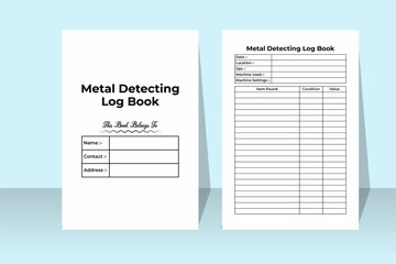 Metal detecting KDP interior notebook. Antique item digging information and location tracker template. KDP interior journal. Metal detecting work activity and experience tracker interior.