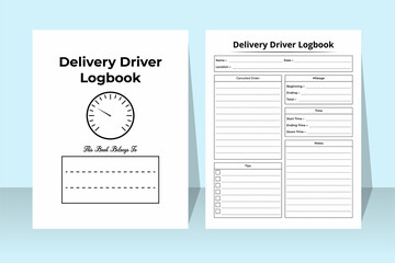 Delivery driver KDP interior notebook. Delivery information and driver activity tracker interior. KDP interior logbook. Online shopping details and customer record checker template.