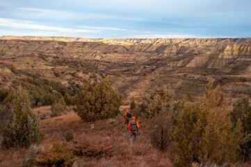 Hunters in the midwest North Dakota Badlands looking for deer