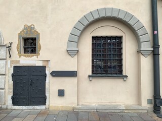 Old town in Warsaw. Traditional street doors. Warsaw (Poland).