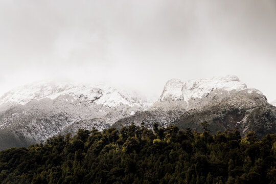 Snow Covered Mountains In Villa Santa Lucia, Chilean Patagonia