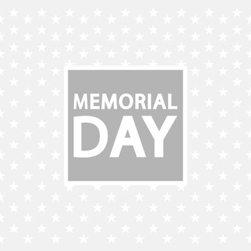 Memorial Day on a light background with stars scattered on the background.
