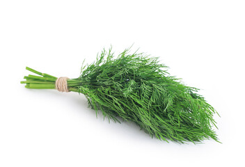 a bunch of green dill on a white isolated background