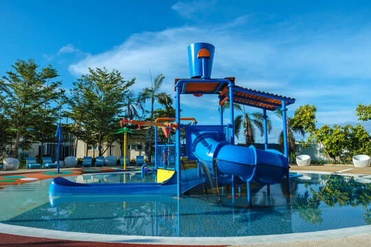 children playground in the pool