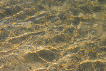 ripples in the clear sea water on a sandy beach 