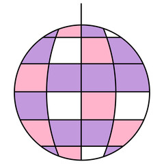 Cartoon disco ball for party. Vector illustration.