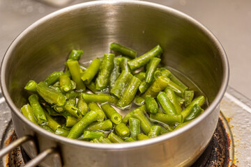 Young green bean, green bean pods, preparing the podole
