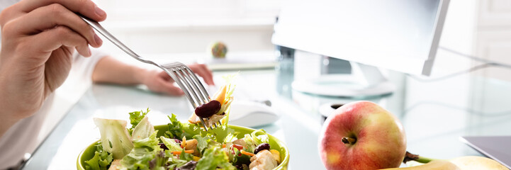 Healthy Salad On Office Desk