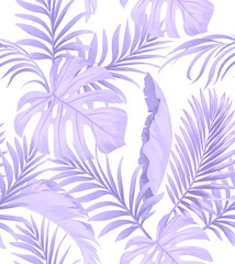 Fototapeta na wymiar Seamless vector tropical pattern. Summer jungle wallpaper. Realistic ptint with palm leaves.