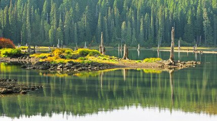 Water Reflections - Goose Lake - WA - Located in the U.S. state of Washington, within the Gifford Pinchot National Forest. It is a popular mountain lake for trout, eastern brook, brown 