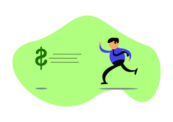 Businessman chasing profit cartoon character graphic vector illustration, Commonly used for all content about "money and business"