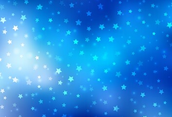 Light BLUE vector layout with bright snowflakes, stars.