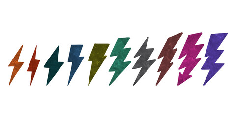 Watercolor hand drawn electric lightning bolt symbol. thunder symbol doodle icon .design element isolated on white background. vector illustration. - obrazy, fototapety, plakaty