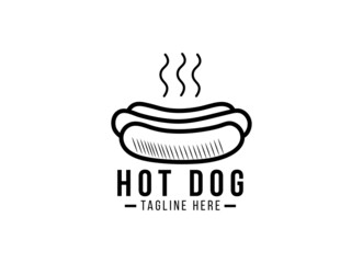 Logo of hotdog. Hot dog fast food logo design template. 