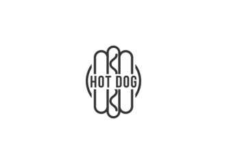 Logo of hotdog. Hot dog fast food logo design template. 