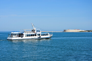 Obraz premium Sevastopol Bay. Big ship on the water