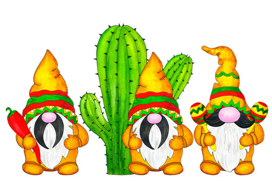 Three bright Cinco de Mayo gnomes