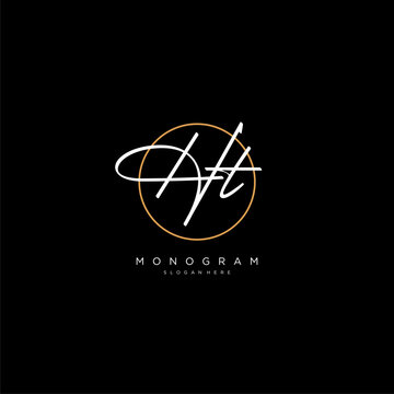 Initials HT logo monogram with simple circle line style