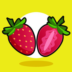 Icono de un par de fresas rojas en vector