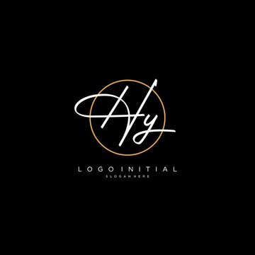 Initials HY logo monogram with simple circle line style