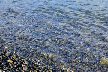 Rocky seashore. Clear sea water.Black Sea.Russia.