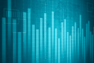Financial stock market graphs and chart. Digital illustration