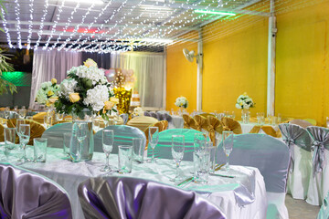 interior view of a social event with balloons and lights