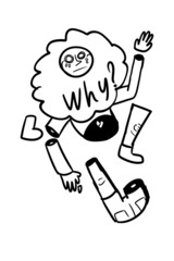 caricatured human emotion on white background - Why?