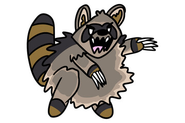 drawing of a raccoon on a white background