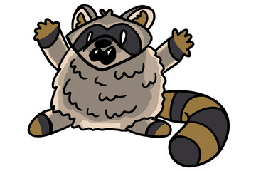 drawing of a raccoon on a white background