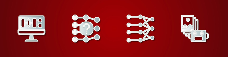 Set Algorithm, Neural network, and Artificial intelligence robot icon. Vector