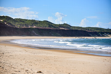beach in summer ,Sibauma Rio Grande do Norte Brazil ,desert beach , brazilian beach, Pipa cliffs, natural landscape, yemanja day, tourism in brazil, brazilian landscape, horizontal , summer opening
