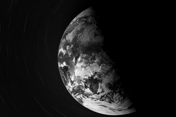Planet Earth. Black and White Image. Traveling Through Space. Elements of this image furnished by...