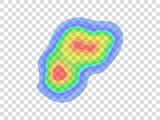 Vector graphic of infrared rays with hot spots spectrum on transparent background. Concept design for Mapping of predicted probability of fire hotspots distribution, Biodiversity hotspots map, etc.