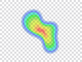 Vector graphic of infrared rays with hot spots spectrum on transparent background. Concept design for Mapping of predicted probability of fire hotspots distribution, Biodiversity hotspots map, etc.